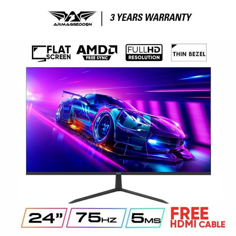Armaggeddon Pixxel Pro Pf24hd Ss Gaming Monitor Zero Bezel Design 24 1920 X 1080