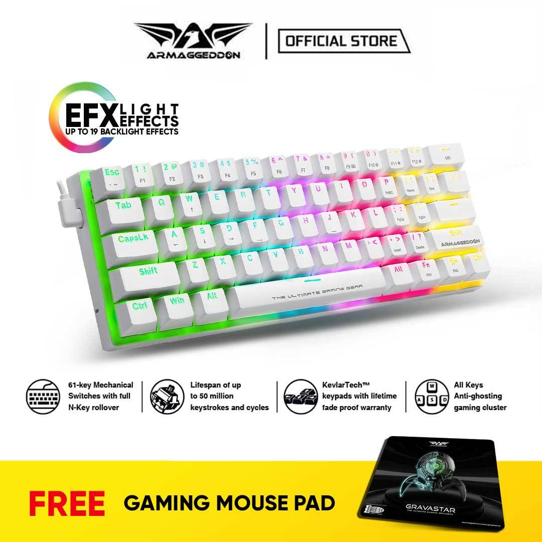 Armaggeddon Mka 61c Pyschstarling Blue Switch 61 Keys Mechanical Keyboard Detachable Type C Connector