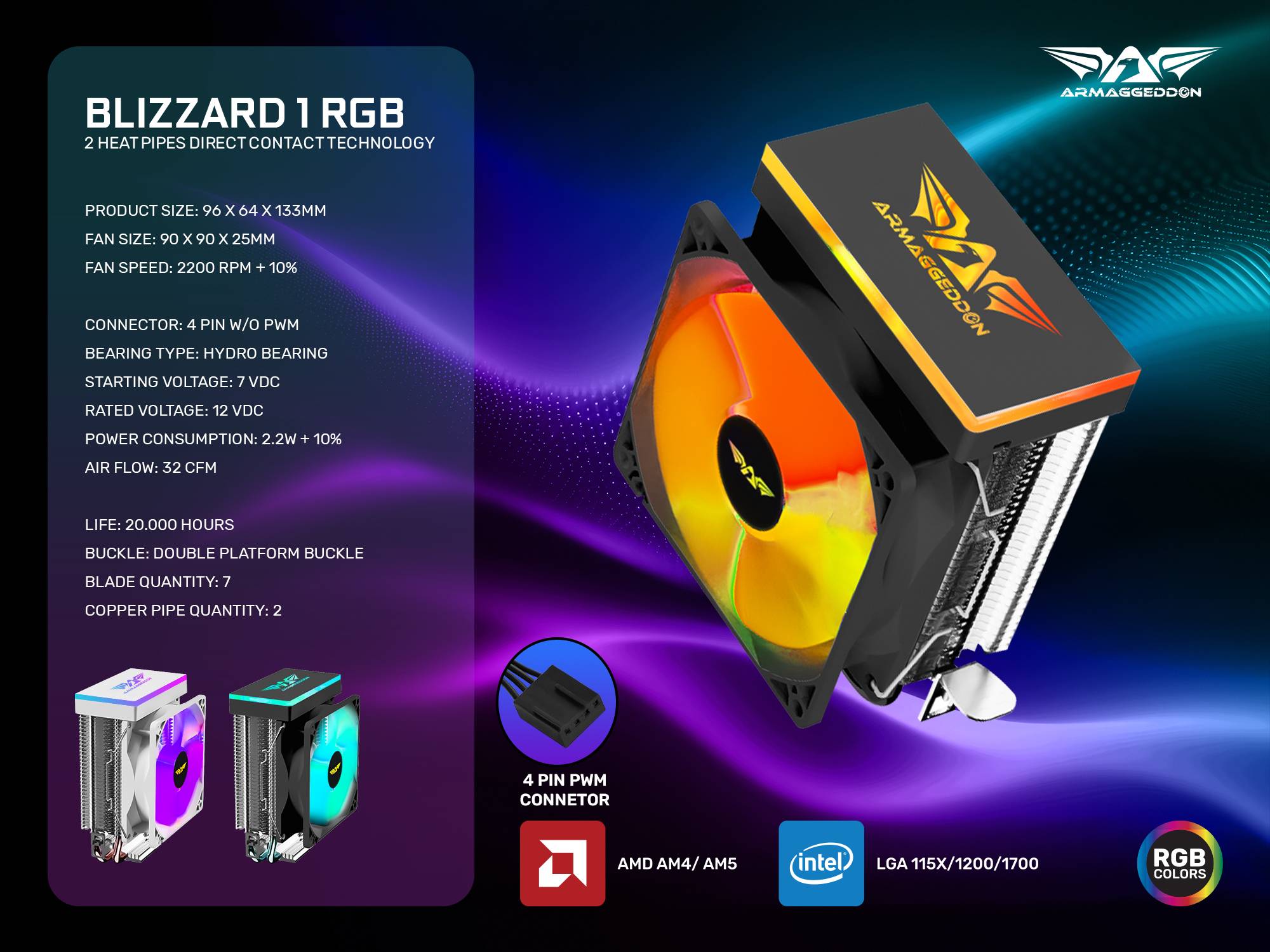 Blizzard 1 PC Silent CPU Cooling RGB Fan blizzard-1-pc-silent-cpu-cooling-rgb-fan